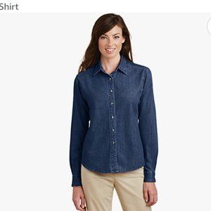 Port and Co. Women's Denim Shirt, Blue, Size Medium